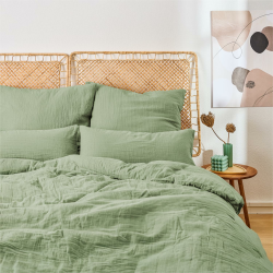 Blumtal Musselin Bettwäsche 135x200 cm + 80x80 cm - Oeko-TEX zert. Bettwäsche 135x200 Musselin aus 100% Baumwolle - extra weiches Bettwäsche-Set waschbar bei 40 °C - Sommerbettwäsche Grün Sommergrün - Grün 135x200cm 80x80cm Angebot bei HelloDeals