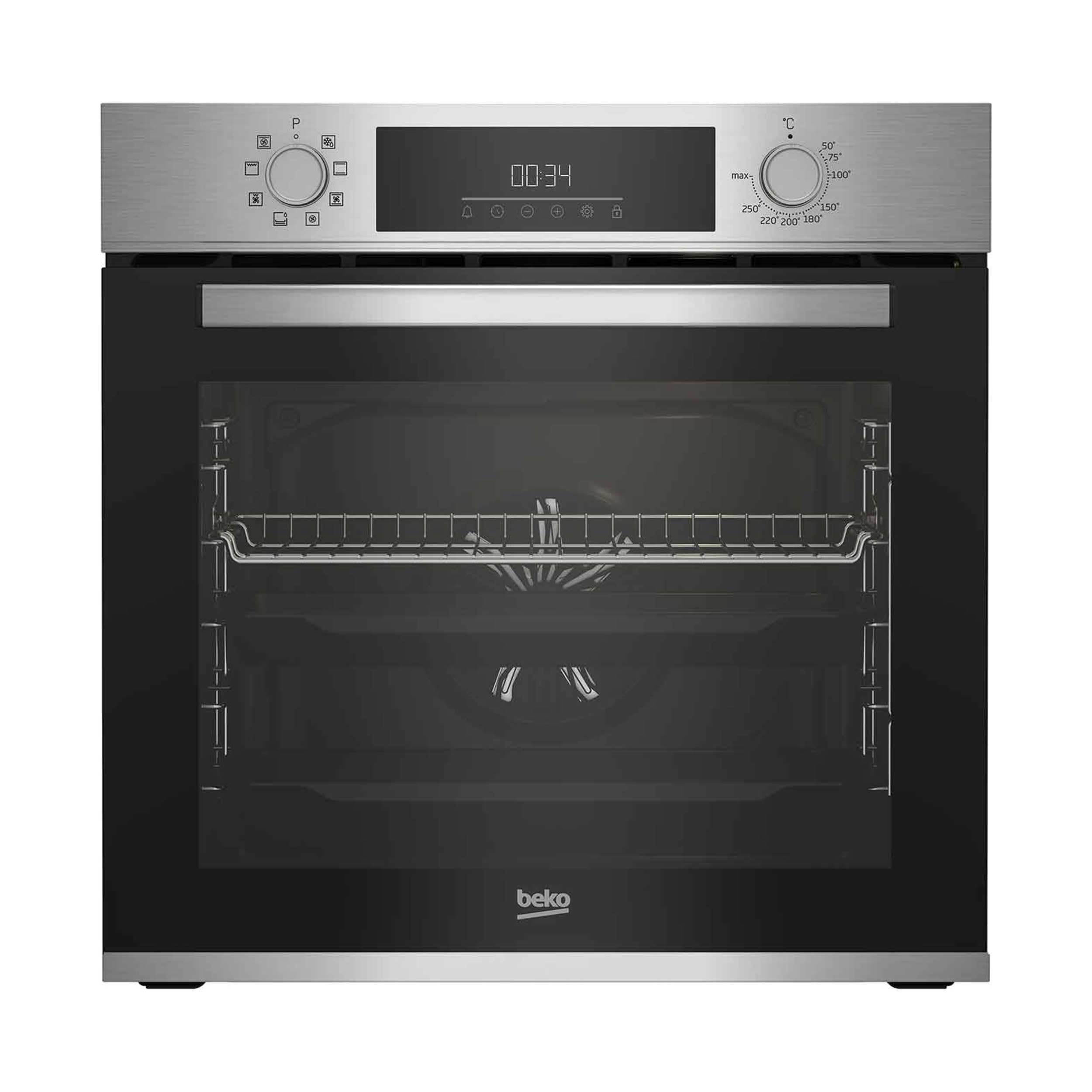Beko BBIM12300X b300 Einbau-Backofen, 60 cm Backofen, 72 l Volumen, Dampfreinigung SteamShine, 8 Heizarten, AeroPerfect für gleichmäßiges Backen, Multifunktionsofen, Edelstahl Edelstahl 72 litres Energieklasse A SteamShine Reinigung Angebot bei HelloDeals