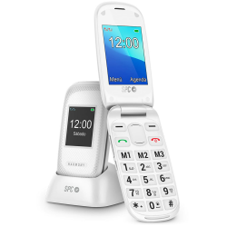 SPC Harmony - Mobiltelefon mit Klappdeckel für Senioren mit großen Ziffern und Buchstaben, Doppeltem Display, SOS-Taste, 3 Direktspeicher, Ladestation Weiß 2G Angebot bei HelloDeals