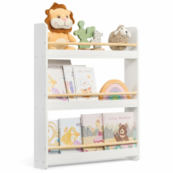 SONGMICS Bücherregal Kinder, Kinderregal mit 3 Ebenen, Spielzeugregal, Wandregal, für Kinderzimmer, Spielzimmer, weiß-naturfarben GKR013W02 Weiß + Naturfarben 3 Ebenen (60 cm) Angebot bei HelloDeals