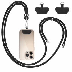 COCASES Handyband Universal mit 2 Pads, Handy Lanyard zum Umhängen mit 2 Stück Patchs, Handygurt aus Nylon kompatibel mit jeden Smartphones, Umhängenband Abnehmbar für meisten Hülle Dunkelschwarz 150 Schwarz mit 2 Pads Angebot bei HelloDeals