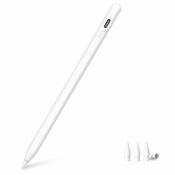 Stift für iPad (2018-2025) - Kompatibel mit iPad Pro 12.9" (M4/M3/M2), Air 7/6/5/4/3, i-Pad 11 A16-6 Gen und Mini 5/6/7-2X Schnellladung, Neigungssensitivität und Palm-Rejection-Technologie, Weiß Angebot bei HelloDeals