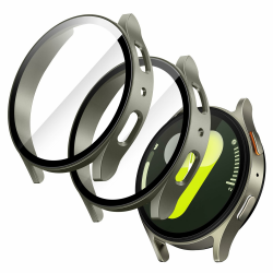 JETech Hülle mit Schutzfolie für Samsung Galaxy Watch 7 44mm, Gesamt Schutzhülle, Eingebaut Gehärteter Glas Displayschutz Hohe Empfindlichkeit, 2 Stück (Grün) Grün Galaxy Watch 7 44mm Angebot bei HelloDeals