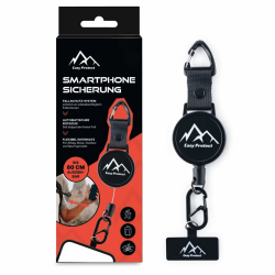 Peak Protect Handy Sicherung mit Stahlseil & Karabiner | Universelle Smartphone Anti-Drop Sicherung mit 80 cm Einziehkabel | Diebstahlschutz & Fallschutz für Wandern, Ski, Sport & Alltag 1er Angebot bei HelloDeals
