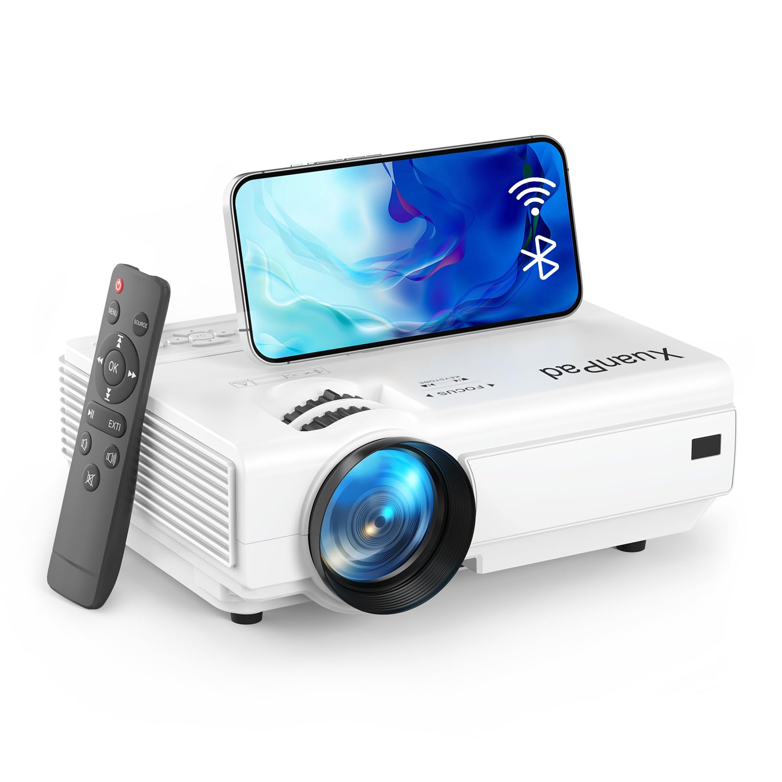 2026 XuanPad Verbessertes WiFi Bluetooth Mini Beamer, 20000L Mini Projektor HD 1080P Unterstützt, Heimkino Video Projector Kompatibel Mit Tv Stick/HDMI/USB/AV/Laptop/iPhone/Android B-20000L Angebot bei HelloDeals