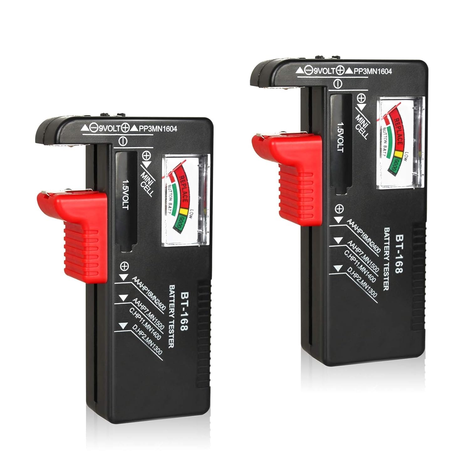 WUJUN 2 Stück Analoger Batterietester Multi Size Batterieprüfer für AA AAA C D 9V 1,5V Knopfzellenbatterien (benötigt keine Batterie für den Betrieb) Angebot bei HelloDeals