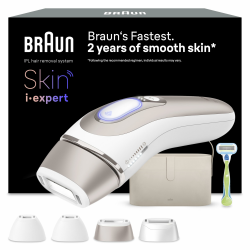 Braun Smart IPL 7 Skin i·expert – IPL Geräte Haarentfernung, Dauerhafte und Schmerzfreie Haarentfernung für Zuhause – inkl. Gratis App, Etui, Venus Rasierer, 4 smarte Aufsätze – PL7387, Weiß/Rosegold 4 Aufsätze Angebot bei HelloDeals