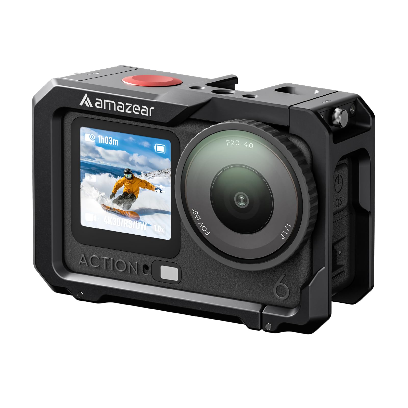 AMAZEAR Kamerakäfig für DJI Osmo Action 6 Zubehör, Osmo Action6 Metall cage - Action 6 Case Schutz Rahmen mit Kaltlichtschuh, 1/4" Gewinde & Objektivkappen, Protection Essential Bundle, Schwarz Angebot bei HelloDeals