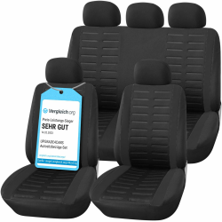 Upgrade4cars Auto-Sitzbezüge Set Universal | Auto-Schonbezüge Vordersitze & Rückbank | Auto-Sitzbezug Schwarz | Autozubehör Innenraum Deko | Geschenke für Frauen und Männer Schwarz Komplett Set - Universal Angebot bei HelloDeals