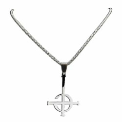 Generisch Mysteriöses Kreuz Ghost Destiny's Gate Schlüssel Anhänger Halskette Punk Cross Ghoul Kette Ghost Band Reverse Satan Necklace Angebot bei HelloDeals