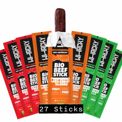 Whacky Bio Beef Sticks – Mix-Packung (27x 32g) Protein Snack aus Rindfleisch – Salami Sticks ohne Zucker – Low Carb, für Fitness, Keto, Outdoor & Unterwegs – Köstlicher Geschmack in 3 Sorten 32 g (27er Pack) Angebot bei HelloDeals