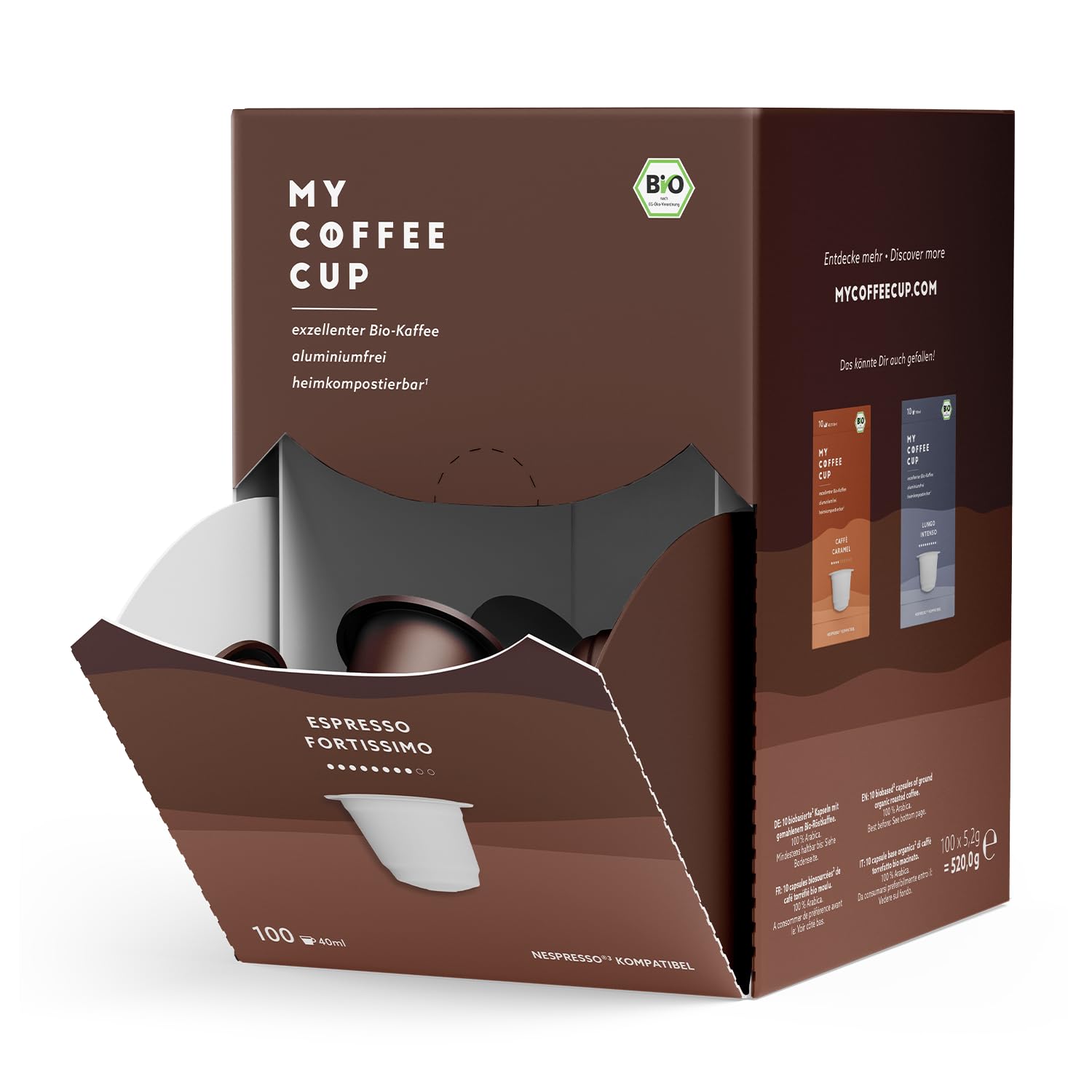 My Coffee Cup – MEGA BOX ESPRESSO FORTISSIMO – BIO-KAFFEE für Nespresso®³-Kapselmaschinen I 100% heim- und gartenkompostierbare I nachhaltig – 0% Alu Angebot bei HelloDeals
