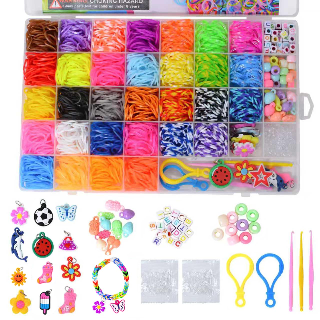 2800 Elastische Gitter-Armbänder,Loom Bänder Set,40 Rastern Gummibänder Loops,Bunte DIY-Set für Kinder Mit Verschiedenen Perlen und Rahme,Elastisches Loombänder,Jungen-und Mädchengeschenke Angebot bei HelloDeals