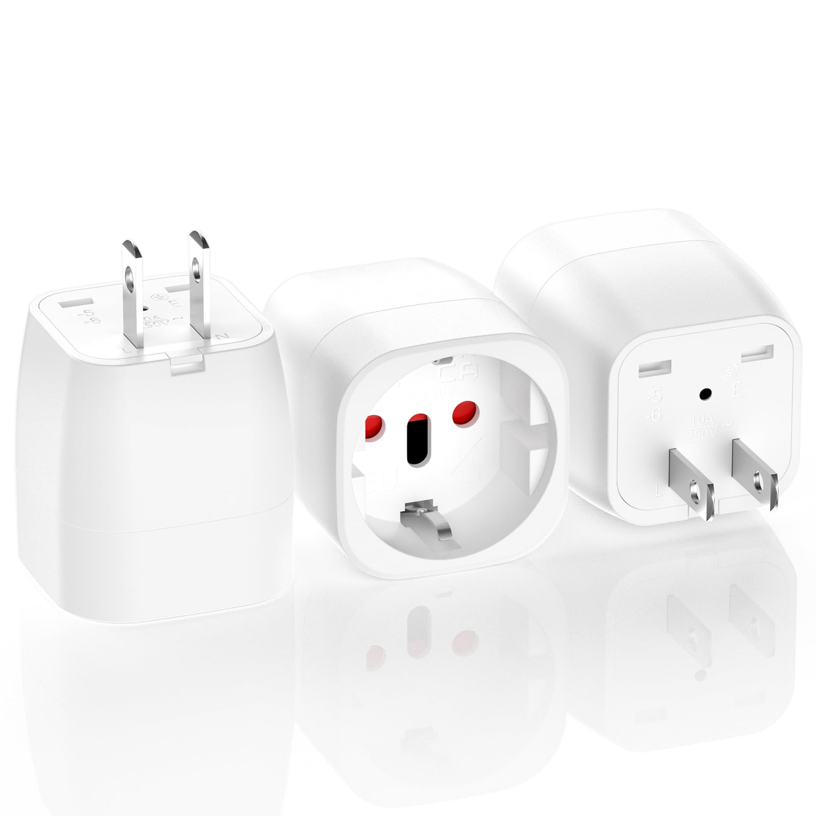 3er-Pack Reisesteckdose Upgrade, Europäischer Reiseadapter für Japan, Kompatibel mit Europa, Italien, Schweiz, Brasilien, USA, Japan - Inkl. Typ-A-Adapter (10A 250V) - Weiß (3er-Pack-Weiß) Angebot bei HelloDeals
