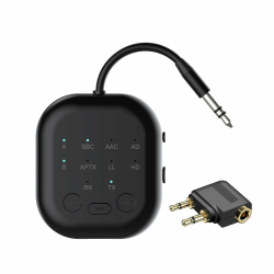 eppfun Bluetooth 5.3 Sender Empfänger Adapter für Auto TV Flugzeug, APTX-Adaptive Transmitter Receiver für Stereoanlage, Kopfhörer mit Klinke 3,5mm Schwarz Angebot bei HelloDeals