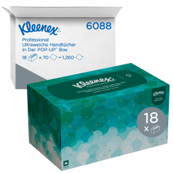 Kleenex Papierhandtücher 6088, 1-lagige, weiße Ultra Soft Falthandtücher mit Einzelblattentnahme, 18 Boxen x 70 Pop-Up-Tücher (insg. 1.260 Tücher) Angebot bei HelloDeals