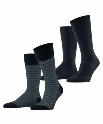 ESPRIT Herren Houndstooth 2-Pack Socken gemustert atmungsaktive nachhaltige biologische Baumwolle 2 Paar 43-46 Blau Marine 6120 Angebot bei HelloDeals