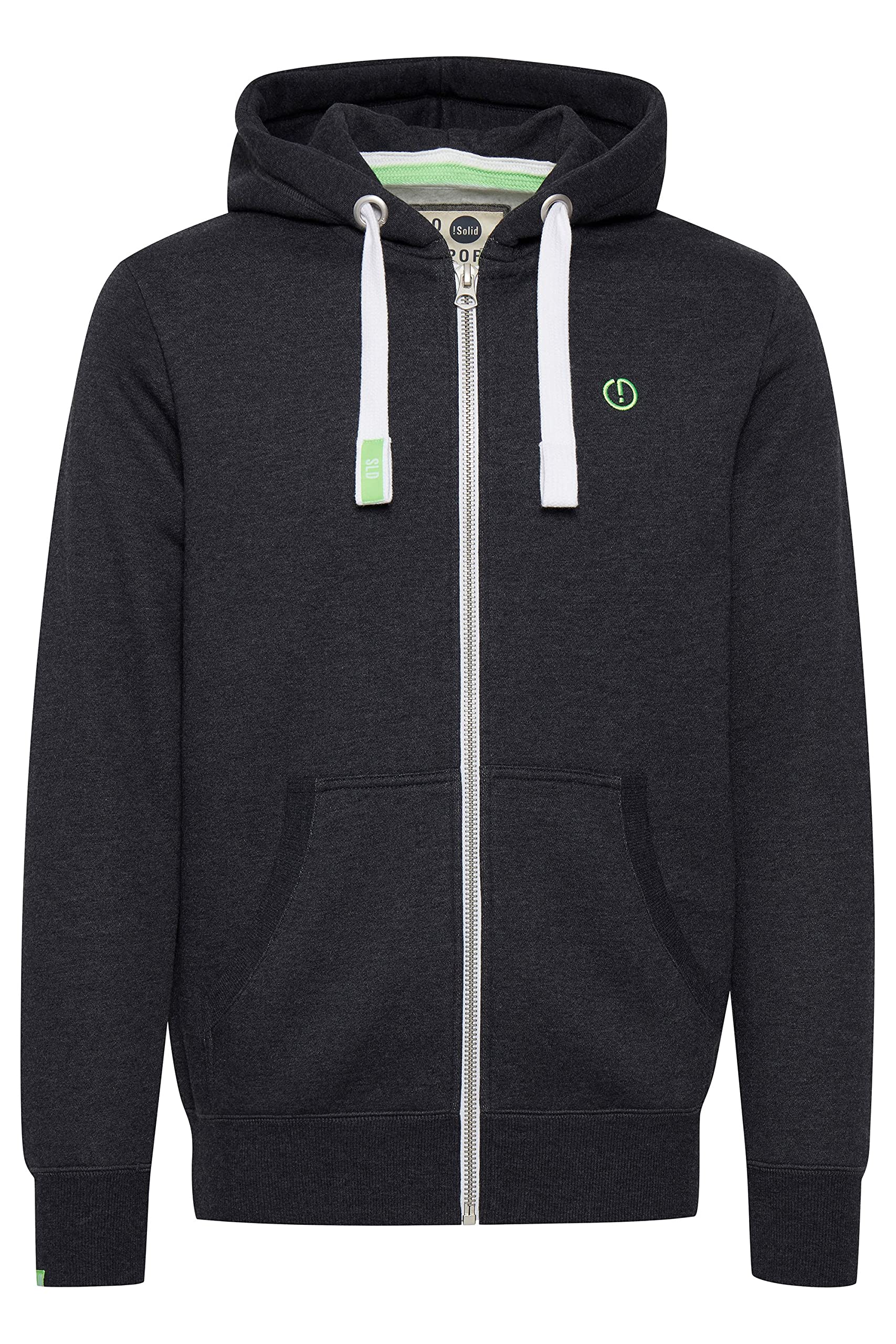 !Solid SDBennZip Herren Sweatjacke Kapuzenjacke Hoodie mit Kapuze Reißverschluss Kordelzug Label-Details Baumwollmischung Regular fit S Dark Grey Melange (8288) Angebot bei HelloDeals