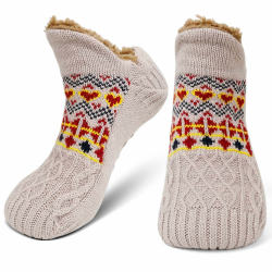 Hüttensocken Herren Kuschelsocken mit Noppen: Warme Hausschuhe Herren Socken ABS Stoppersocken Männer Gefütterte Haussocken Winter Dicke Kuschelsocken Weihnachten Geschenk 1 Paar 39/42 EU Beige Angebot bei HelloDeals