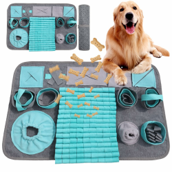 Futtermatte Trainingsmatte Hund SchnüFfelteppich Waschbar Trainingsmatte SchnüFfelteppich FüR Hunde Riechen Trainieren Gegen Langeweile Und Anregung LangsamfüTterungsunterlage FüR Welpen(66 * 42cm) Blau Angebot bei HelloDeals
