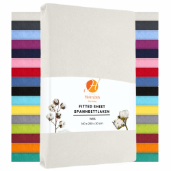 Heim24h Spannbettlaken 140x200cm bis 30 cm, Weiß, 100% Baumwolle Bettlaken, Öko Tex Zertifiziert Jersey Spannbetttuch Weiß 140x200x30 cm Angebot bei HelloDeals