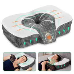 Elviros Orthopädisches Kissen aus Memory Foam, Kopfkissen Nackenschmerzen, Schlafkissen, Ergonomisches Nackenhörnchen, Nackenstützkissen, Antischnarchkissen für Seitenschläfer, Bauchschläfer, Weiß Weiß 59 x 40.5 x 12.5/14.5 cm Angebot bei HelloDeals