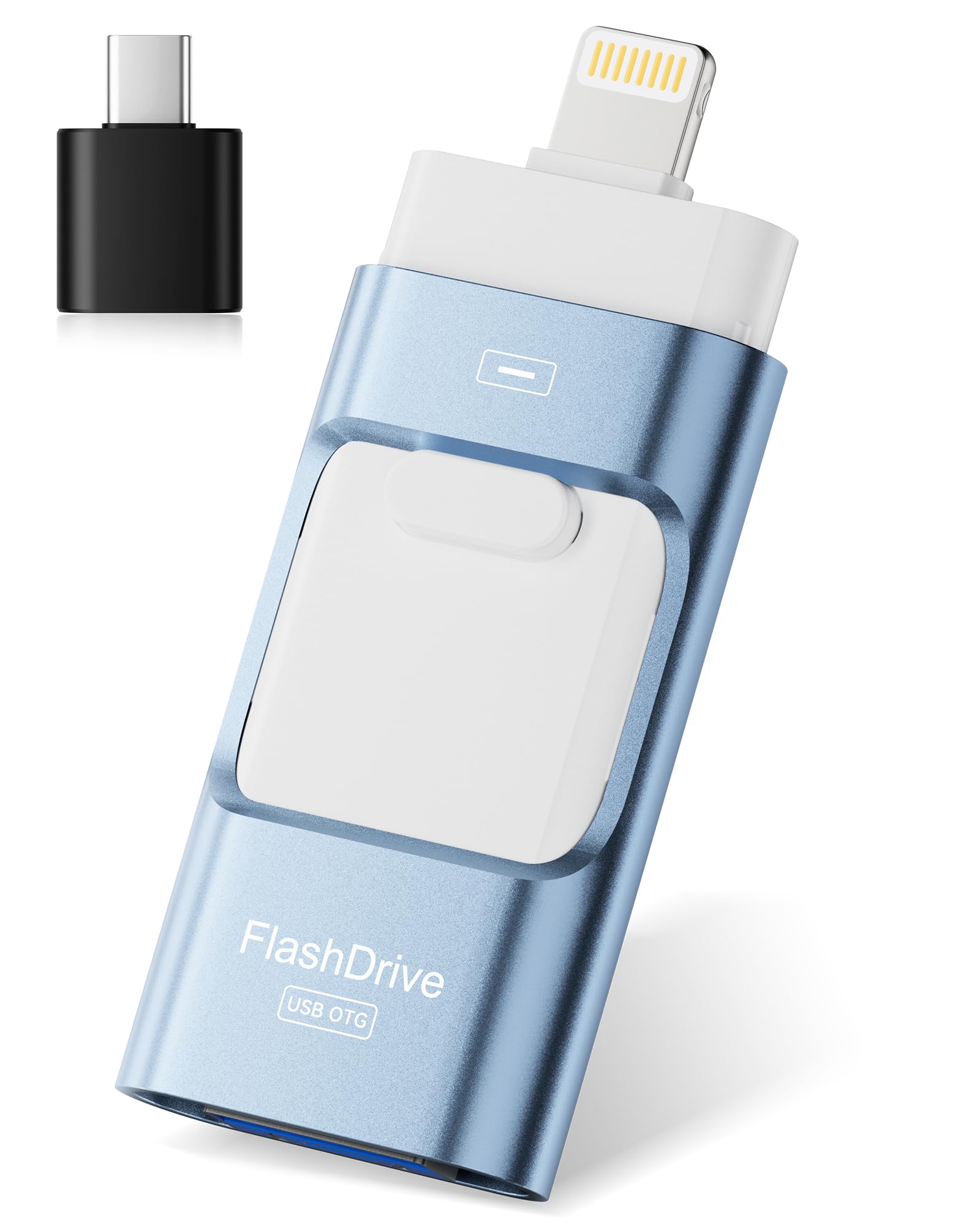 USB Stick 256 GB für iPhone, MFi-zertifiziertes 4-in-1 Speicherstick mit USB 3.0, Lightning, USB-C & Micro-USB, kompatibel mit iPhone/iPad/Android/PC, USB 3.0 High-Speed Memory Stick, Blau 256 GB Blau Angebot bei HelloDeals