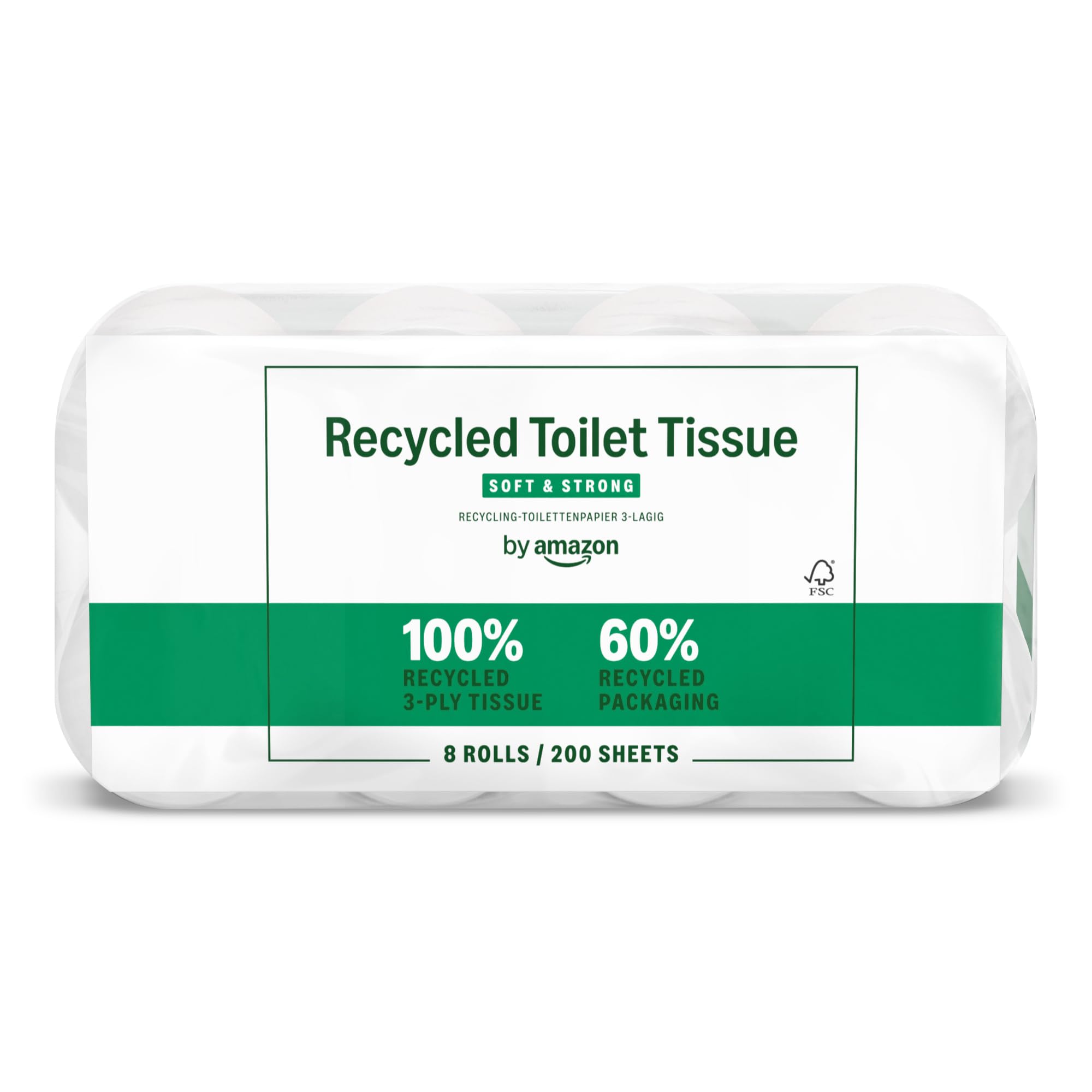 by Amazon ECO Toilettenpapier, 3-lagig 100% Recycelt, 8 Rollen (8 Rollen, 1-er Pack) 200 Blätter pro Rolle, FSC-Zertifiziert 8 Rolle (1er Pack) Angebot bei HelloDeals
