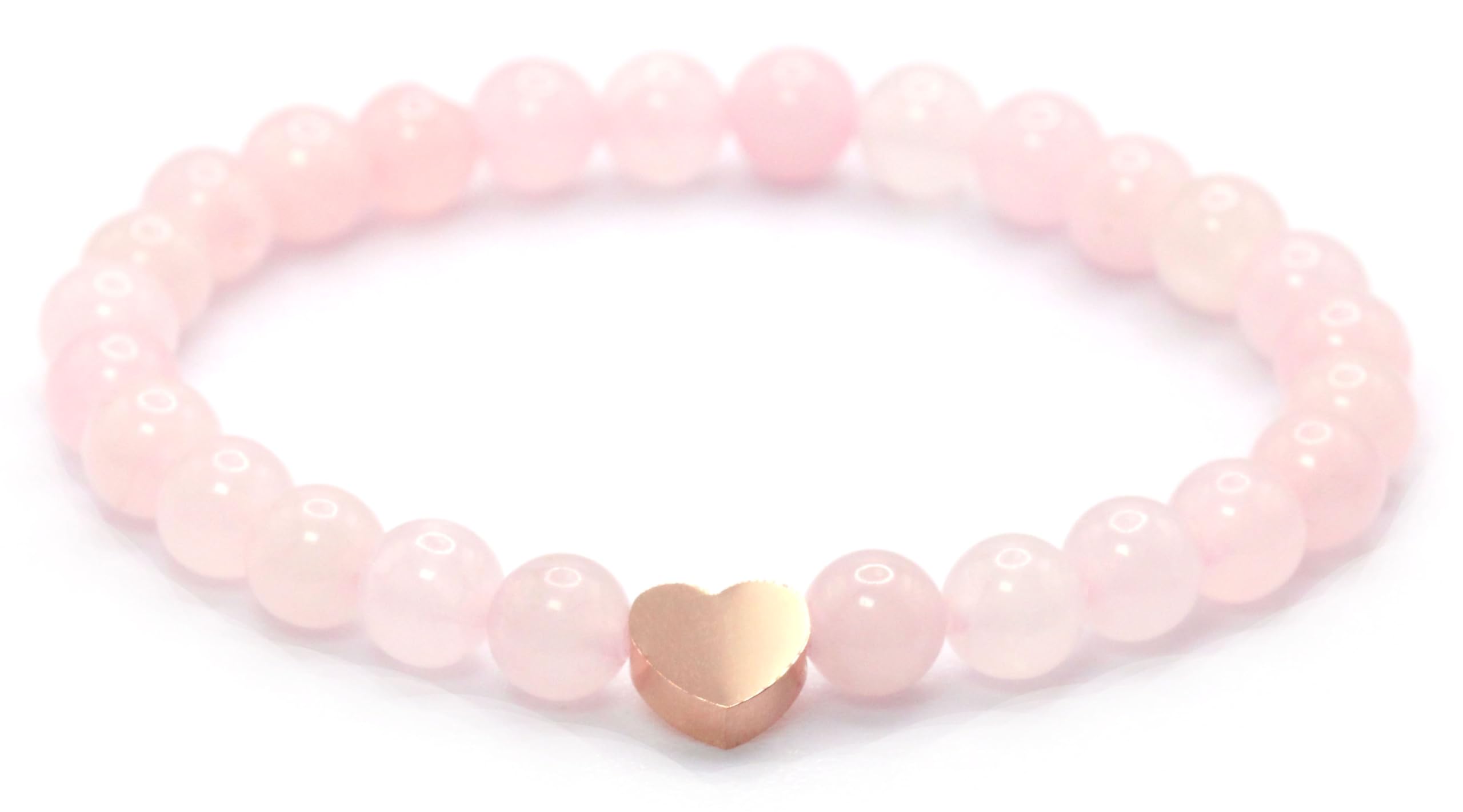Echtes Rosenquarz Edelstein Armband mit 6mm Perlen und Edelstahlherz - verschiedene Längen - Heilstein Schutzstein Talisman Glücksbringer Geschenk (Rosenquarz, 18CM) M - 18 CM Rosenquarz Angebot bei HelloDeals