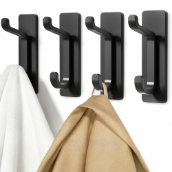 pickpiff Klebehaken Extra Stark, Hält Bis Zu 6kg, Metall Türhaken Handtuchhaken Nichtrostend, Selbstklebende Haken Schwarz Matt, Duschhaken Ohne Bohren Schwarz 4 Stück Angebot bei HelloDeals
