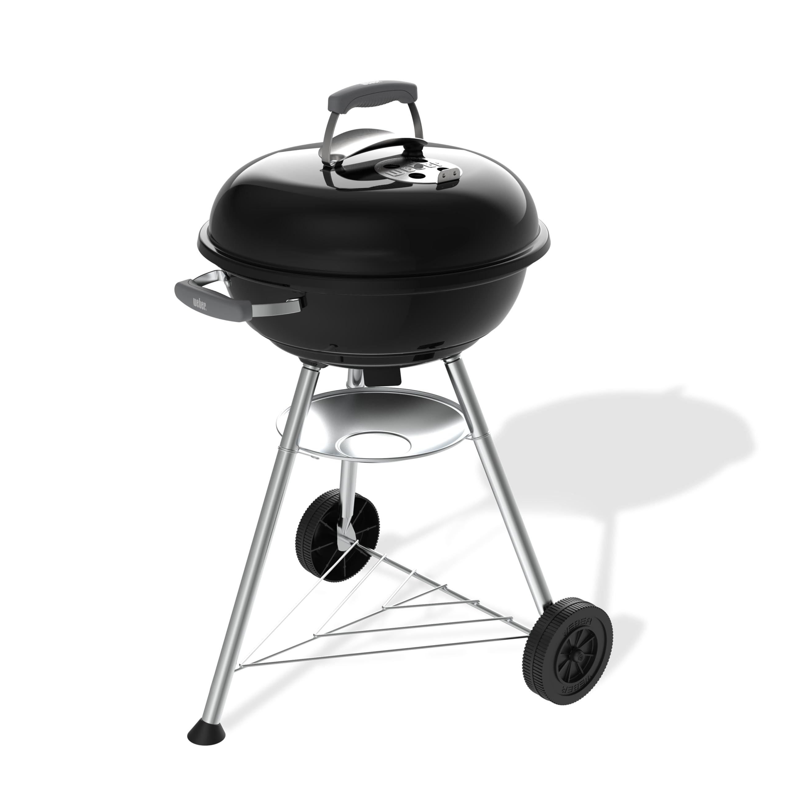 Weber Compact Kettle Holzkohlegrill (2026 Version) / Dreibein-Ständer und Räder, Hitzebeständiges, rostfreies Design, Verchromter dreilagiger Rost, 47 cm, Schwarz Compact 47cm Angebot bei HelloDeals