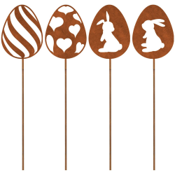 4er Edelrost Oster Eier Gartenstecker Deko Rost, Ostereier Gartendeko Rost Baumstecker Angebot bei HelloDeals