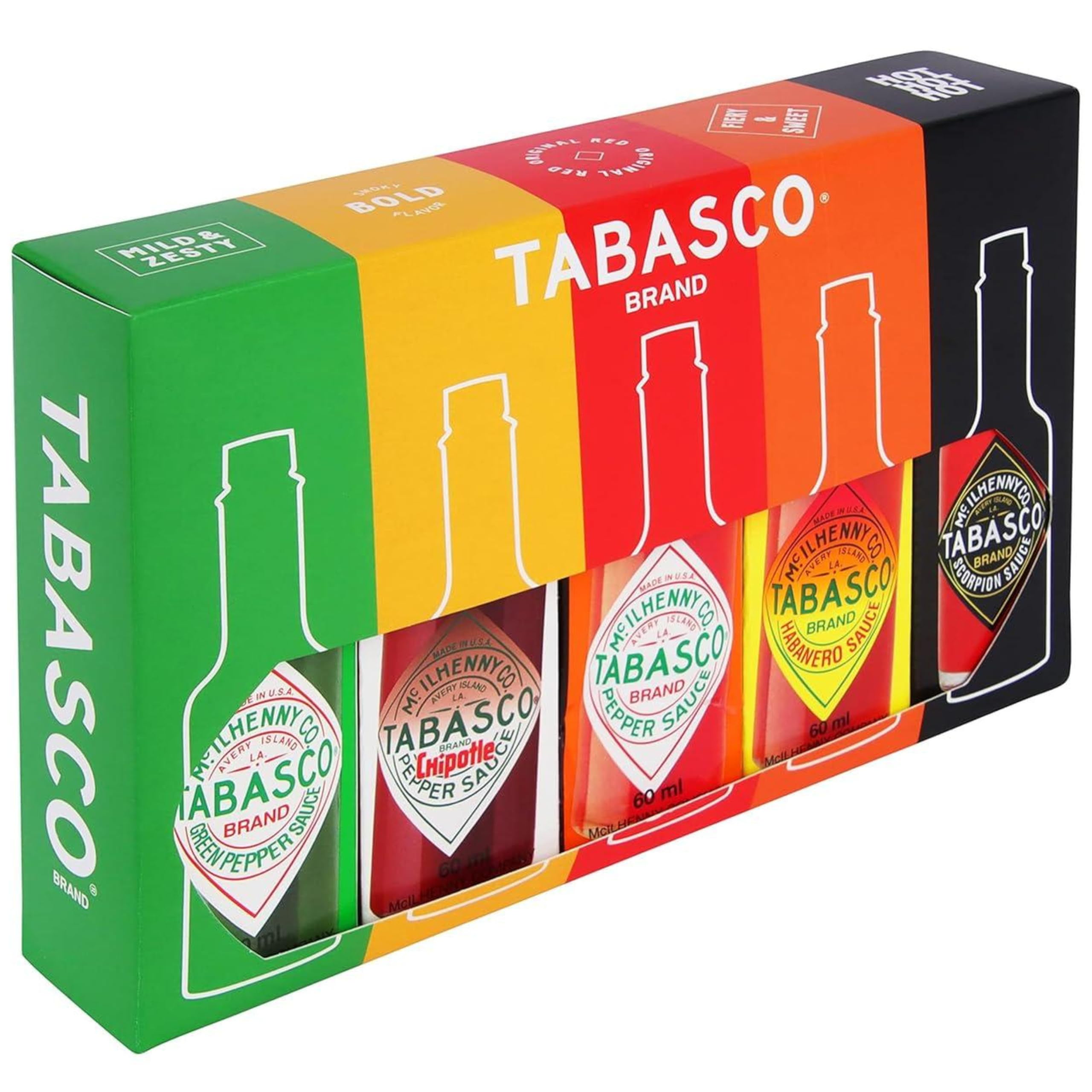Tabasco Scharfe Soßen Geschenkset – 5er Pack (5×60 ml) Hot Sauce Set – Enthält Original, Habanero, Chipotle, Green & Scorpion – Ideal als Geschenk & zum Probieren Angebot bei HelloDeals