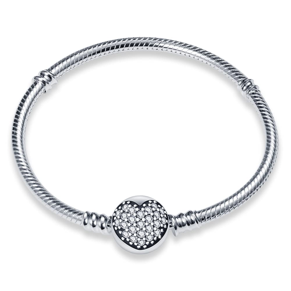 Damen Armband 925 Sterling Silber, Armbänder mit Herz Verschluss Moments Schlangen Gliederarmband Armkette Valentinstag Muttertag Geburtstags Weihnachten Geschenk für Frauen Freundin Mama 20cm CMB061 Angebot bei HelloDeals