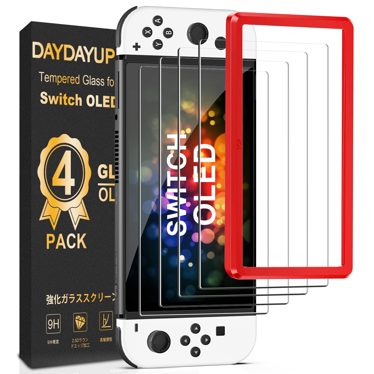 daydayup 4 Stück Displayschutz Schutz Kompatibel mit Nintendo Switch OLED, Displayschutz folie für Switch OLED [Anti Kratzer][Bläschenfrei][HD Clear][9H Härt] (Nintendo Switch OLED) Angebot bei HelloDeals