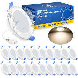 ZIZZLER 20er Set LED Einbaustrahler Spots 230V Flach 68-80mm Lochmaß, Neutralweiß Deckenspots, IP44 Einbauleuchten für Badezimmer Feuchtraum, 5W 4000K Einbauspots für Küche Schlafzimmer Wohnzimmer Neutralweiß(4000k) 20er set Angebot bei HelloDeals