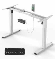 Höhenverstellbarer Schreibtisch Elektrisch Tischgestell, Höhenverstellbar Schreibtisch Gestell mit USB-C-Anschluss, Memory-Steuerung und Antikollisionsfunktio, 2 Motoren, Weiß Angebot bei HelloDeals