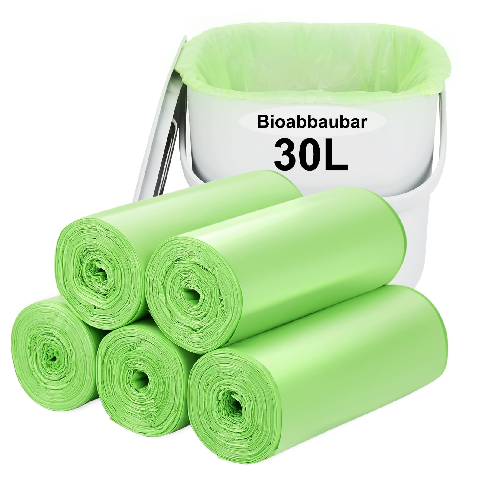 Müllsäcke kompostierbare müllbeutel-100pcs biomülltüten-30L: Aievrgad 8gallon rubbish bag - 100% recycled, thick, biodegradable, compostable, for kitchen/home/garden green 30l Grün Angebot bei HelloDeals