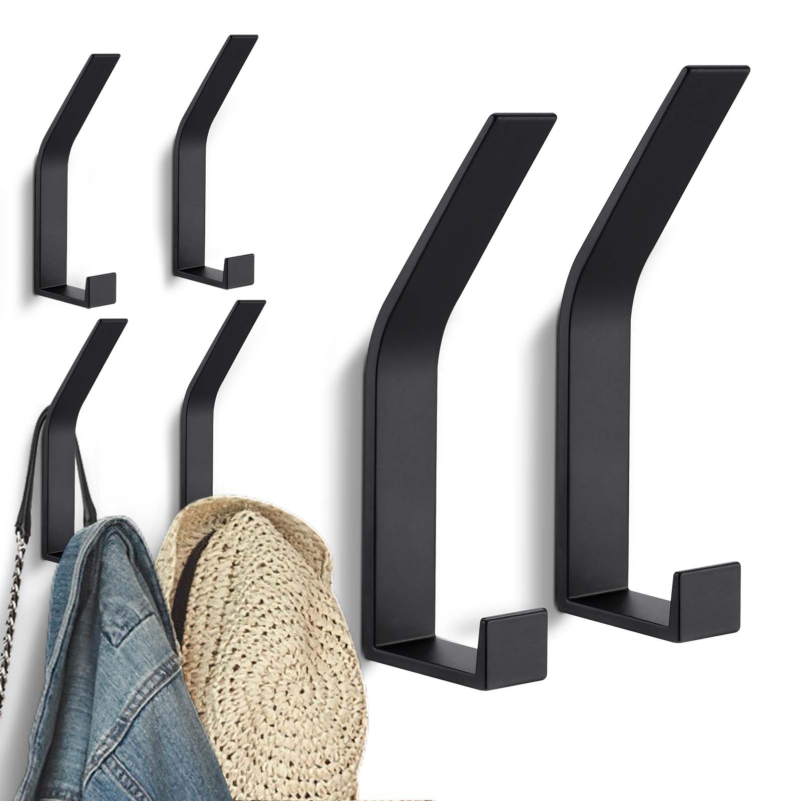 6 Stück Schwarz kleiderhaken Wand zum Bohren-Schrauben unsichtbar, Moderne Garderobenhaken Garderobenleiste Wand für Jacken, Mäntel, Cap, Schals, Handtuch, Handtaschen und Mehr Angebot bei HelloDeals