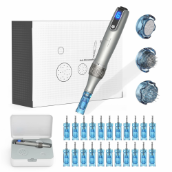 M8S Microneedling Pen Elektrisch,Professional Dermapen Kabellos Einstellbar 0-2,5mm mit LED Bildschirm und 6 Stufen inkl.22 Stk Nadelpatronen,Dermapen Microneedling für Gesicht und Körper M8SKIT-EU Violett Angebot bei HelloDeals
