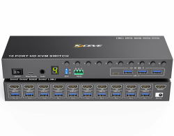 10 Port 8 Port KVM Switch HDMI 4K@60Hz EDID-Simulation，USB 3.0 HDMI KVM Switch für 10 PC Teilen Sie 1 Monitor und 4 USB-Geräte，KVM Switches mit Audio，RS232，Desktop-Steuerung，12V Strom und 10 USB-Kabel HDMI KVM Switch 1 Monitor 10 PC Angebot bei HelloDeals