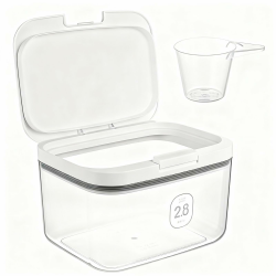 Waschmittel Aufbewahrungsbox 2.8L, Ein-Knopf Spender Waschpulver Behälter, Mehrzweck Vorratsdose für Detergent, Wäscheperlen, Katzenfutter - Praktischer Organizer für Badezimmer & Küche Angebot bei HelloDeals