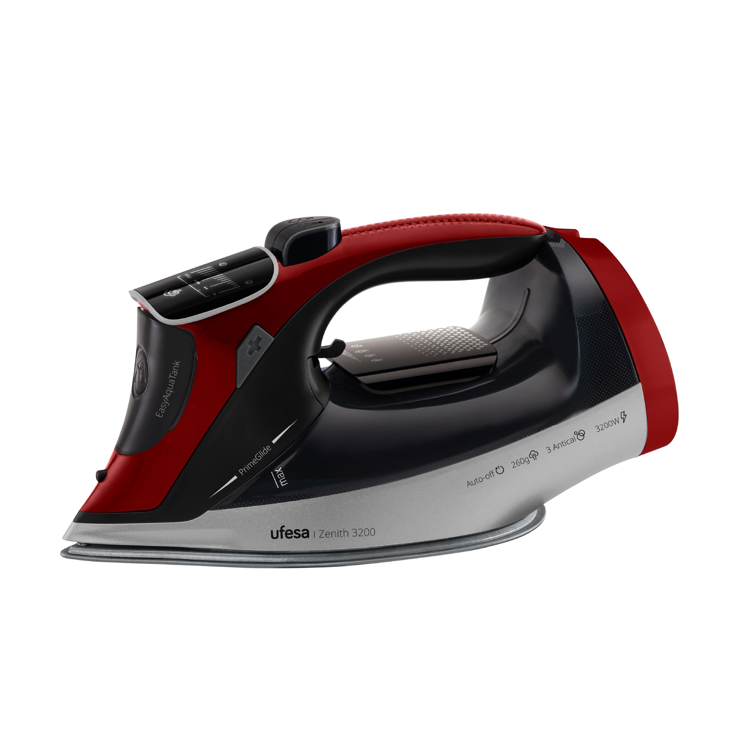 Ufesa Zenith 3200W Dampfbügeleisen, 260 g Dampfstoß, 50 g/min Dauerdampf, Keramiksohle, Digitalanzeige, 3-in-1 Anti-Kalk-System, Anti-Tropf, Auto-Off, 350 ml Tank, 1,9 m Kabel, Rot 3200W Digital Angebot bei HelloDeals