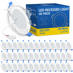 ZIZZLER 40er Set LED Einbaustrahler Spots 230V Flach 68-80mm Lochmaß, Neutralweiß Deckenspots, IP44 Einbauleuchten für Badezimmer Feuchtraum, 5W 4000K Einbauspots für Küche Schlafzimmer Wohnzimmer Neutralweiß(4000k) 40er set Angebot bei HelloDeals