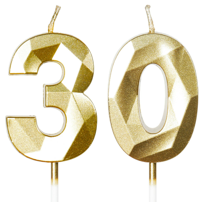 Geburtstagskerzen Zahlen 30, Geburtstag Kerzen, 5cm Gold Kerzen Geburtstag, Tortendeko Geburtstag, Geburtstagskerzen für Geburtstagsdeko, Nummer 30 Gold 30 Angebot bei HelloDeals