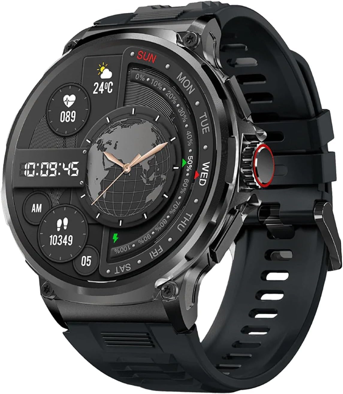 Zeus Smartwatch Herren, 1,85 Zoll Display, Bluetooth Anrufe, Gesundheitsmonitor, Zuverlässige Akkulaufzeit, Kompatibel mit iOS & Android Black Angebot bei HelloDeals