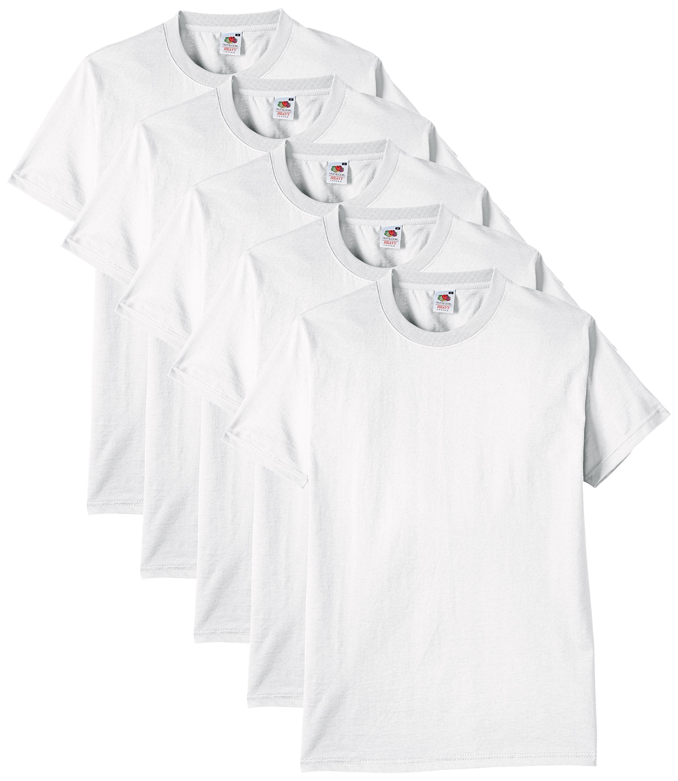 Fruit of the Loom Herren Regular Fit T-Shirt Heavy Cotton Tee Shirt 5 Pack L Weiß (White) Angebot bei HelloDeals