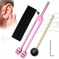 128 Hz Stimmgabel, Aluminiumlegierung Stimmgabel mit Silikon Stimmgabelhammer Stimmgabel Therapie Set Tuning Fork für Klangtherapie Heilung Vibrationswerkzeuge (Rosa) Angebot bei HelloDeals