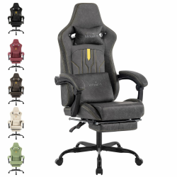 SUKIDA Gaming Stuhl Computerstuhl Ergonomischer Gaming Chair mit Fußstütze Bürostuhl Ergonomischer Computerstuhl mit Lendenwirbelstütze Grey Grau Angebot bei HelloDeals
