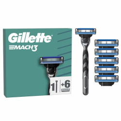Gillette Mach3 Basis Rasierer für Männer, 1 Gillette Rasierer, 6 Ersatzklingen, Mit Gleitstreifen für ein sanftes Gleiten und NEUER Klingenbeschichtung, für weniger Hautirritation Rasierer + 6 Klingen Angebot bei HelloDeals